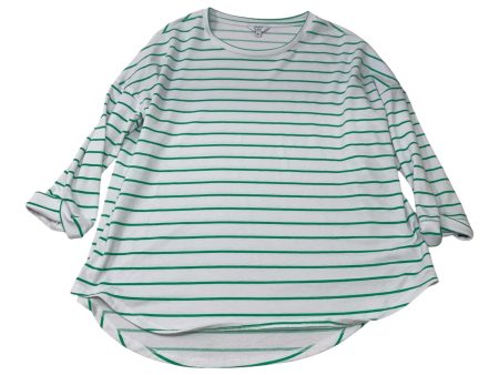 Top Long Sleeve By Crown And Ivy In Green & White, Size: L on Sale