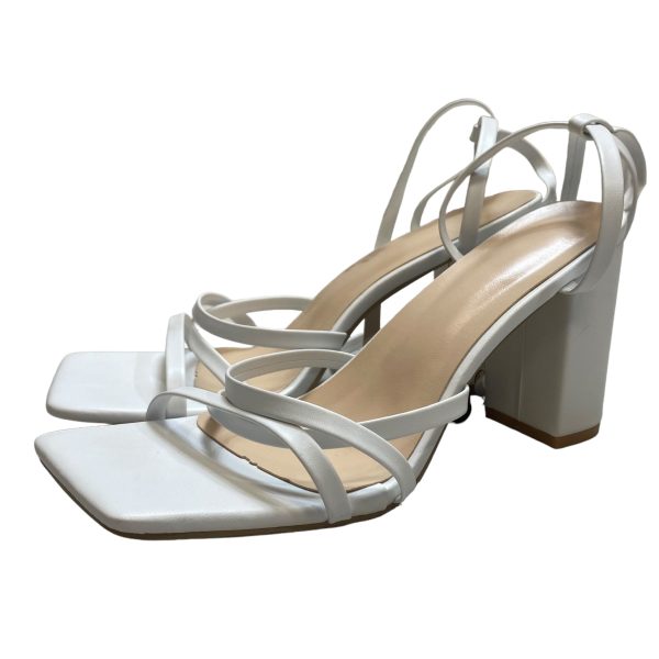 White Sandals Heels Block Clothes Mentor, Size 9.5 on Sale