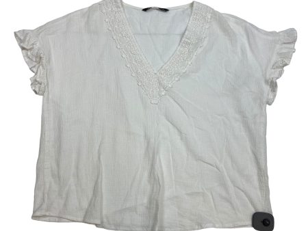 White Top Short Sleeve Zara, Size M Hot on Sale