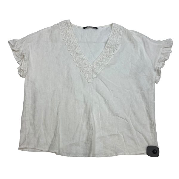 White Top Short Sleeve Zara, Size M Hot on Sale